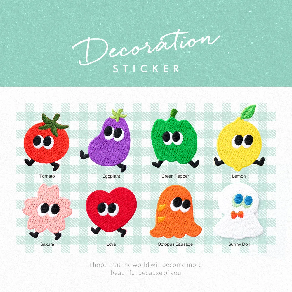 1 Piece Cute Cartoon Fruit Vegetables Embroidered Clothing Patches For Clothes Parch Iron On Fabric Sticker