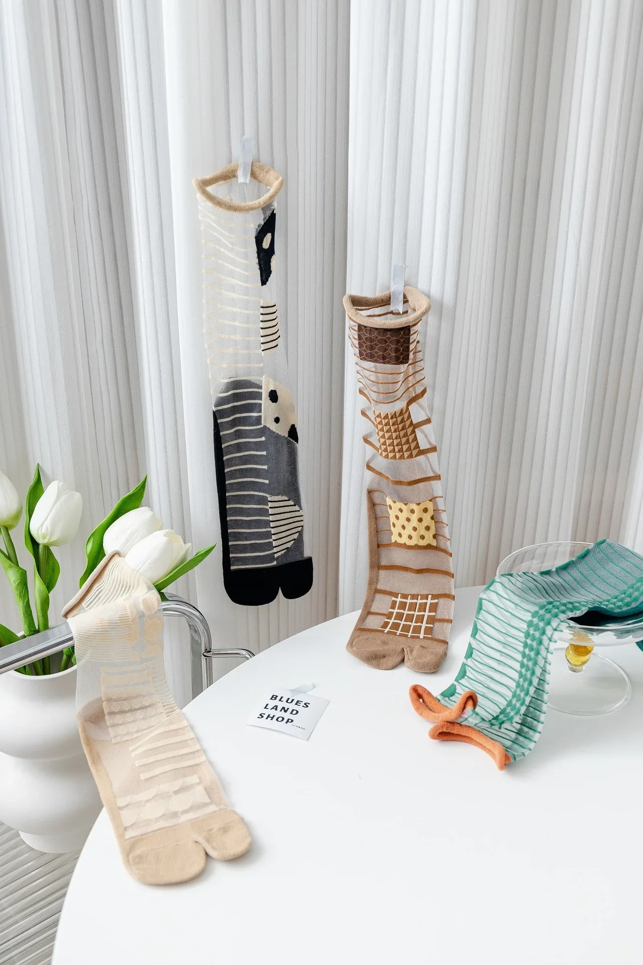 Sommer ultra dünne Kristalls eide schiere Rüschen Tabi Socken japanische Frauen Zehen socken literarische Persönlichkeit weibliche Zehen socken – Detail 4