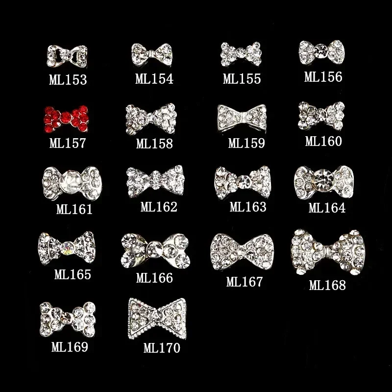 

10PCs/Lot 3D Nail Art Decoration CLEAR DIAMANTE BOW Rhinestone Crystal Gems Nail Charms Nail Art Decoration LARGE RIBBON BOW