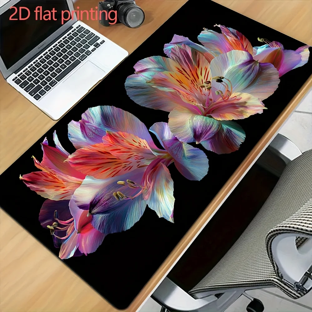 Alfombrilla de Ratón para Juegos con Diseño de Flor de Alstroemeria Colorida, XXL, Alfombrilla de Escritorio Grande, Antideslizante, de Goma, para Teclado, para PC Gamer