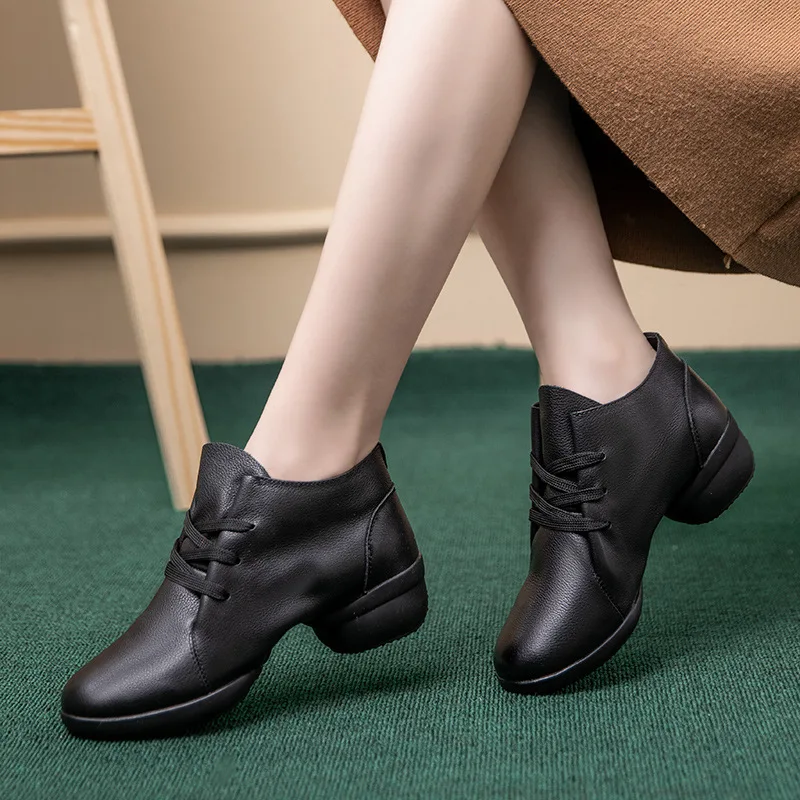 

Dance Shoes Woman Genuine Leather Ladies Modern Soft Outsole Jazz Sneakers Breathable Female Dancing Fitness Sport Shoes