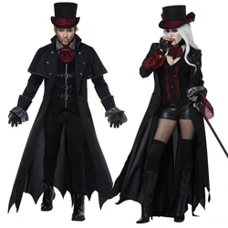 Deluxe 6Pcs/Set Gothic Halloween Sexy Witch Vampire Costume Man Women Cosplay Party Costume for Adult Couple Masquerade Clothing