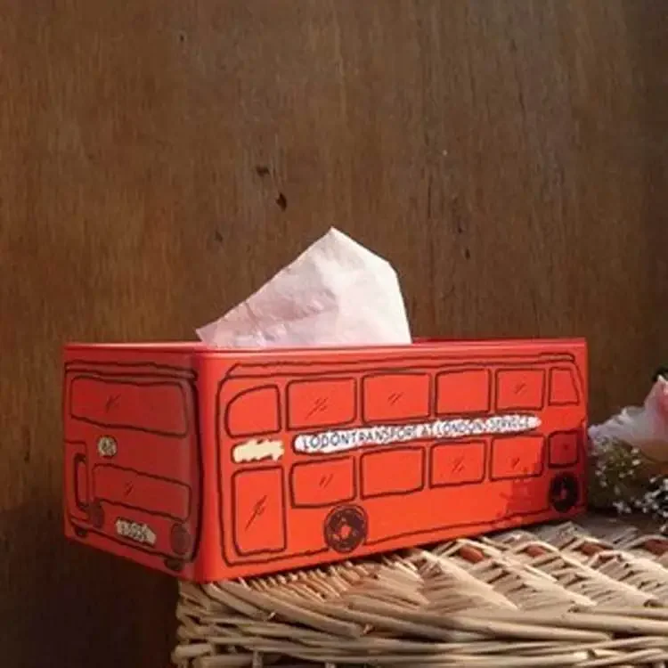 

Новый креативный винтажный домашний декор Zakka England London Bus, коробка для извлечения салфеток, жестяная коробка 21 см * 10,5 см * 7 см, съемная коробка для салфеток