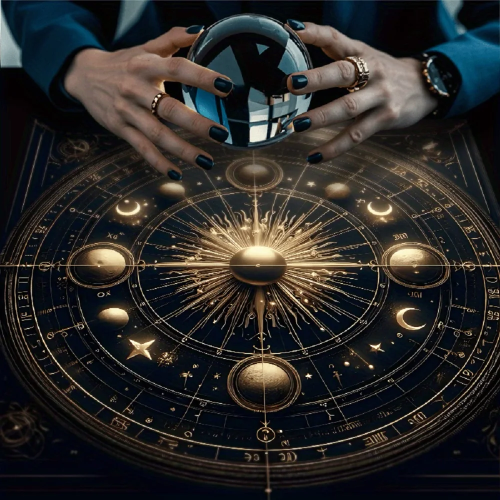 1 Piece of Luxurious Cosmic Solar Flare Altar Cloth, Witchcraft Sun and Moon Tarot Card Tablecloth, Suitable for Board Games, Witchcraft and Astrology Decoration, Occult Paper Mat, Floor Game Durable Tarot Mat, for Reading Cards, Divination, and Witchcraft