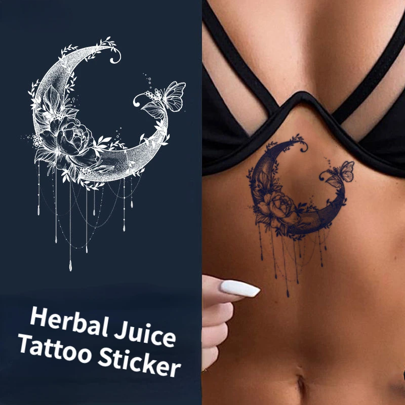 Attract Flowers Butterfly Moon Juice Herbal Tattoo Sticker Cute Sexy Babes Art Waterproof Durable Wholesale Tatto Tatoo Festival