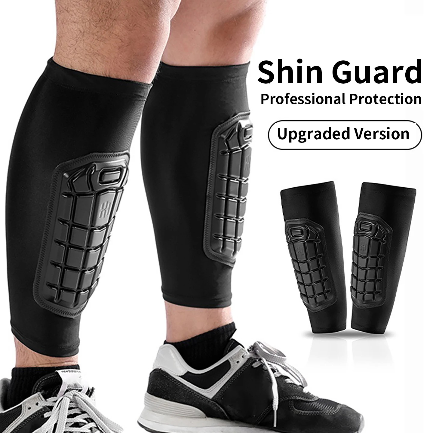 Shin Guards Soccer Kids Youth, Adult Shin Guards with Honeycomb Padding，Breathable & Anti-Slip Calf Compression Sleeves