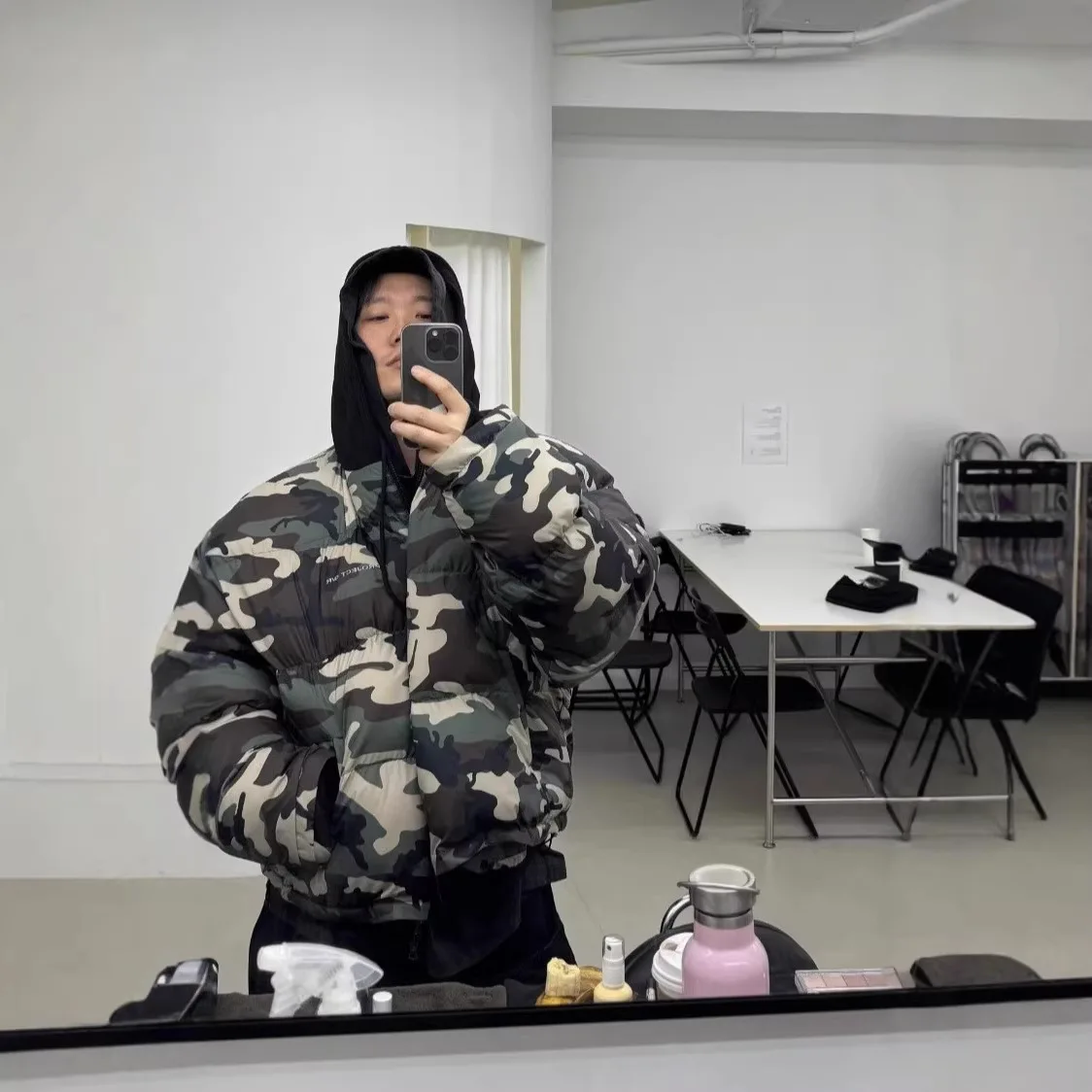 Project G/R  New Dark Green Camouflage Double-Sided Reverse-Wear Retro Zippered Hooded Cotton Coat American Bread Coat Grailz