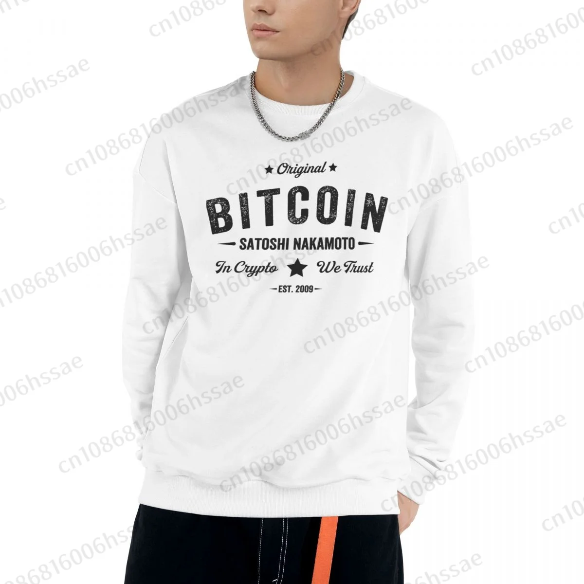 Bitcoin Satoshi Nakamoto In Crypto We Trust Men Woman Fall Winter Sweatshirt Round Neck Long Sleeve Length Casual Top