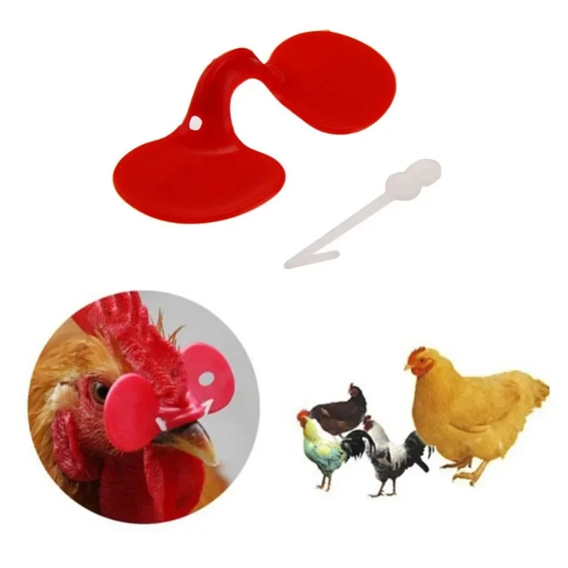 60pcs Chicken Accessories Poultry Chicken Fighting Glasses Red Non-tethered Farm Peepers