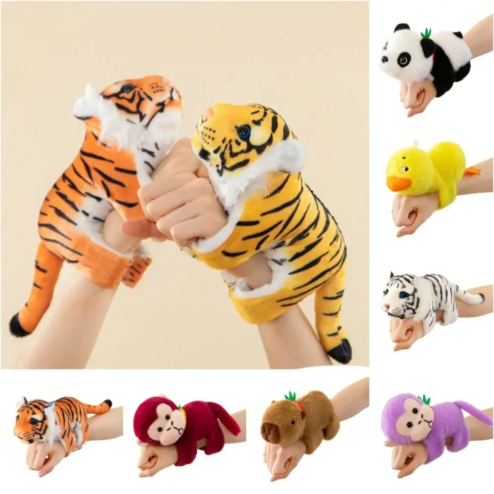 

25cm Capybara Tiger Clap Circle Toys Slap Snap Wrap Wristband Bracelet Plush Hand Ring Fun Pop Circles Kids Christmas Gift