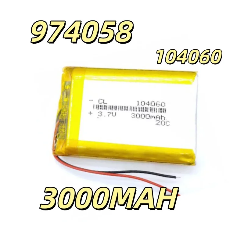 104060 974058 3000mah 3.7V lithium Polymer Batteries for Massage Meter Navigator Aeromodelling Rechargeable