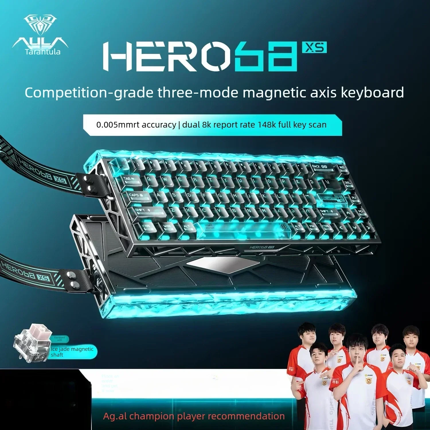 Aula Hero 68 XS Magnetic Switch Keyboard Wireless Tri-mode RT0.005MM 8Khz 0.125ms Rapid Trigger Gaming Keyboard for CSGO/FPS