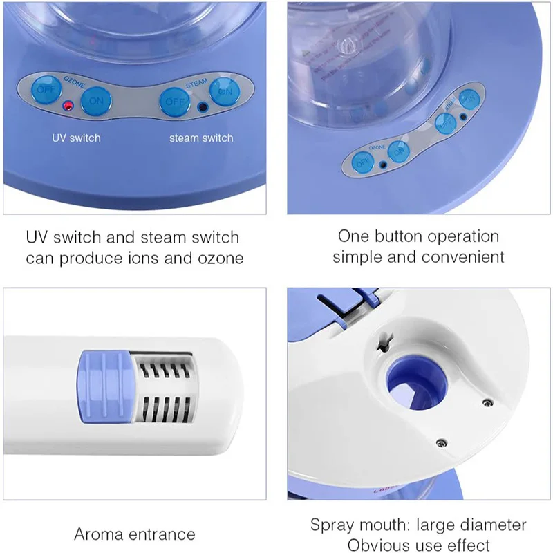 2 في 1 مجفف الشعر جهاز البخار للوجه صالون الشعر الأوزون البخار ايون البخاخ الجلد آلة العناية بالجمال للمنزل صالون الجمال