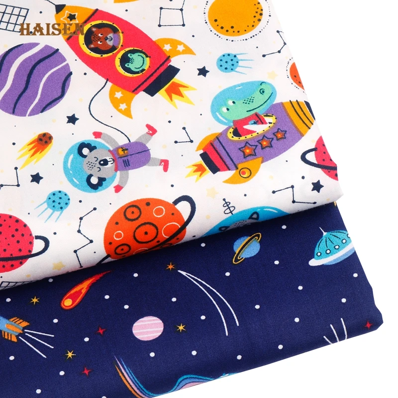 Printed Twill Fabric,Cartoon Planet Series Cloth For DIY Sewing Baby&Child Quilting Bedsheet Clothes Textile Material Half Meter