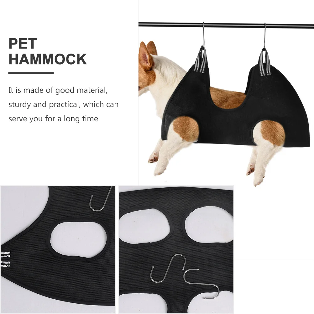 1 Set of Breathable Dog Grooming Hammock Hanging Nail Trimming Hammock for Pet (Black) dog grooming sling