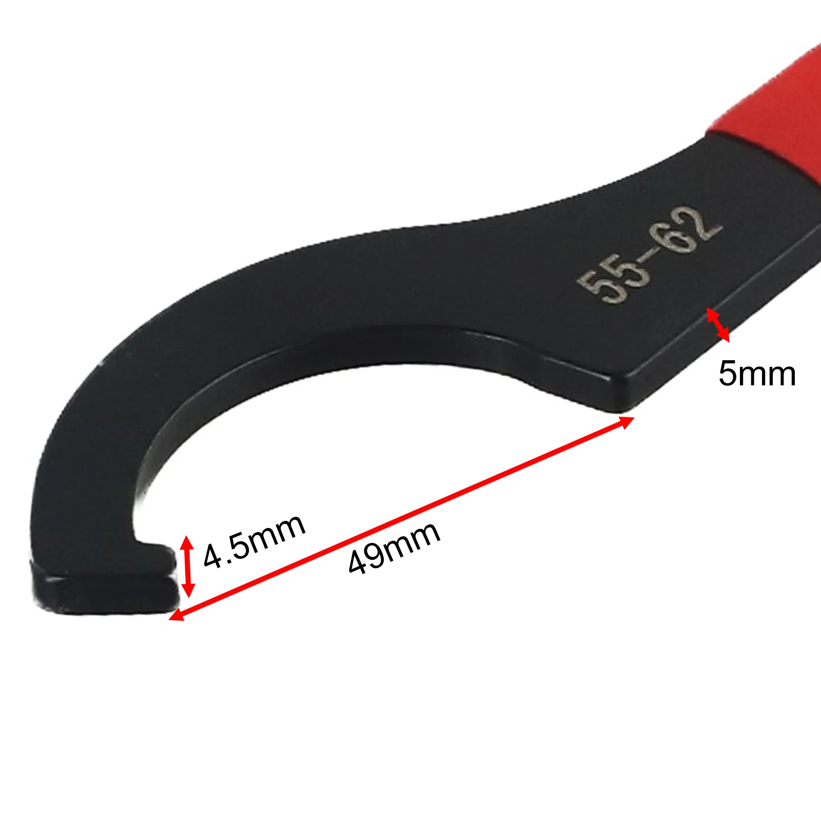 45-48HRC Hakenschlüssel mit rutschfestem Griff, schwarz oxidiert, für Rundmuttern, Typ C, 38-42 mm/45-52 mm/55-62 mm/68-72 mm Werkzeug – Detail 25