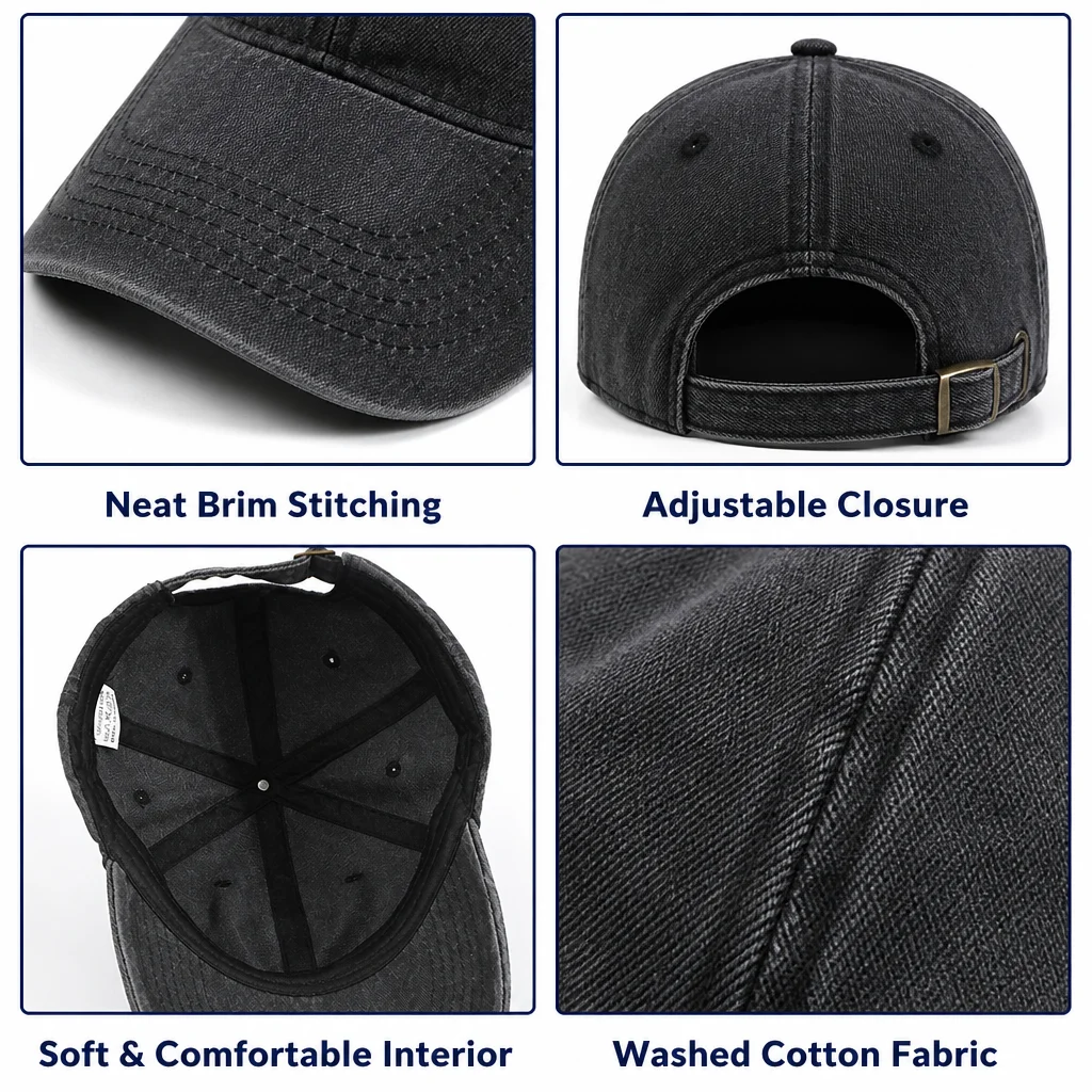Customizable washable baseball cap DIY duckbill cap in solid color with a vintage distressed look, available for wholesale