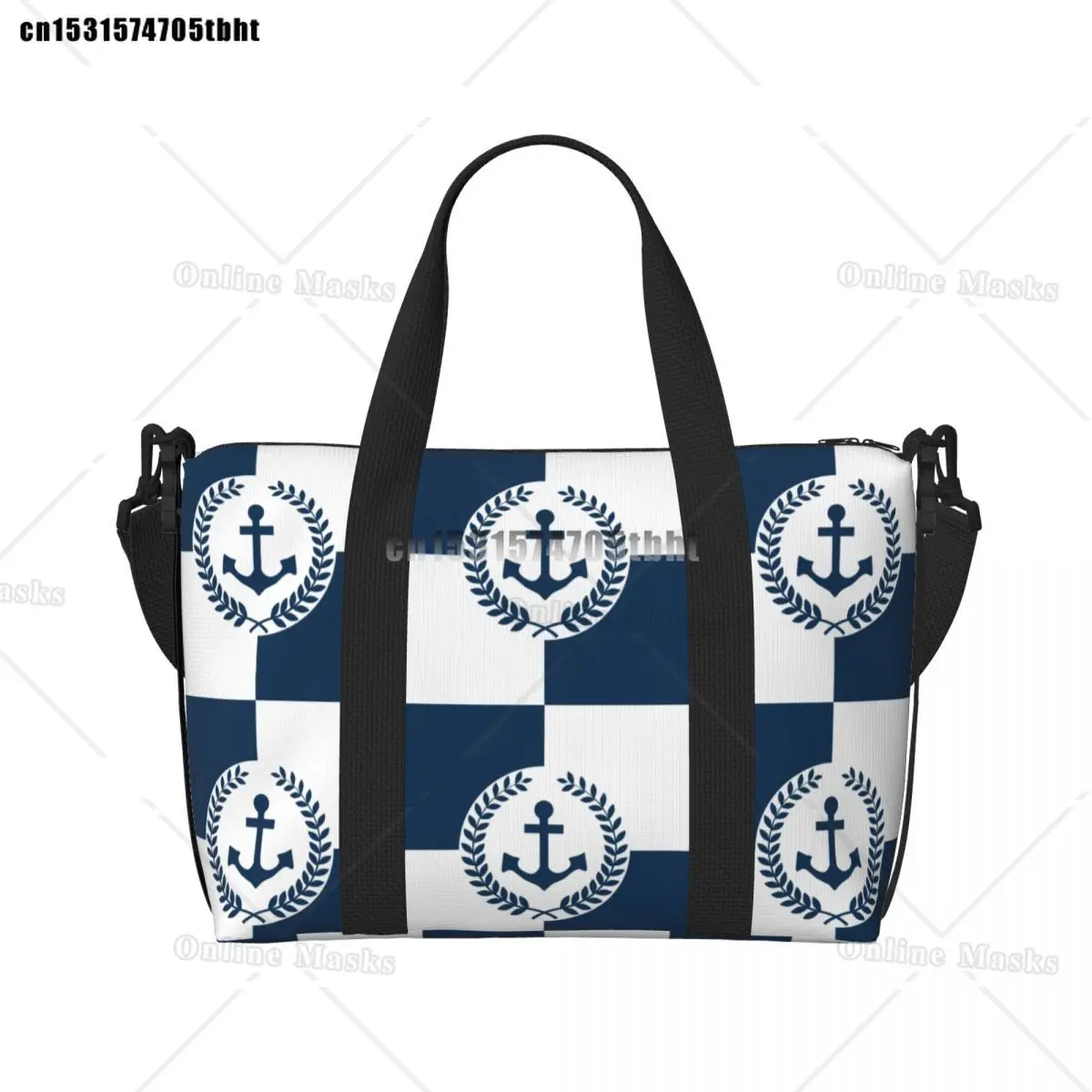 Custom Nautical Anchor Themed Design Beach Tote Bag Women Extra Large Gym Carry On Sailing Sailor Travel Shopping Bags