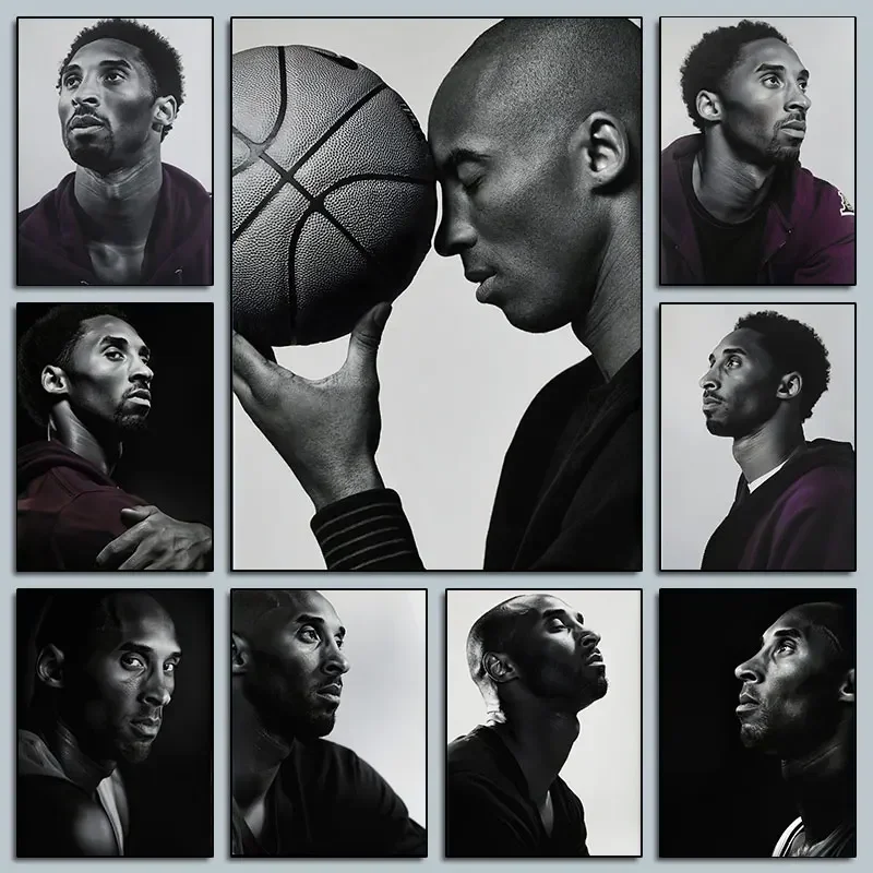 Póster de Kobe Bryant, baloncesto negro, Memba, deportes, Lakers, arte de pared, cueva de hombre, retrato de regalo, regalo de seguidor de Kobe para él, pintura en lienzo