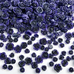 3D Resin Random Mixed Luminous Camellia Nail Charms Black Purple Rose Flower Series Nail Art Decoration for DIY Nail Accessories