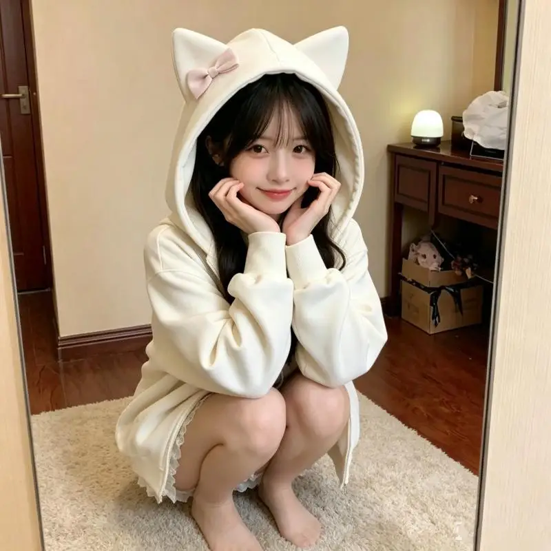 American Y2K Fashion Women's Off Shoulder Jacket Autumn New Style Girls' Hoodie Comfortable and Versatile Youth Tops Trendy