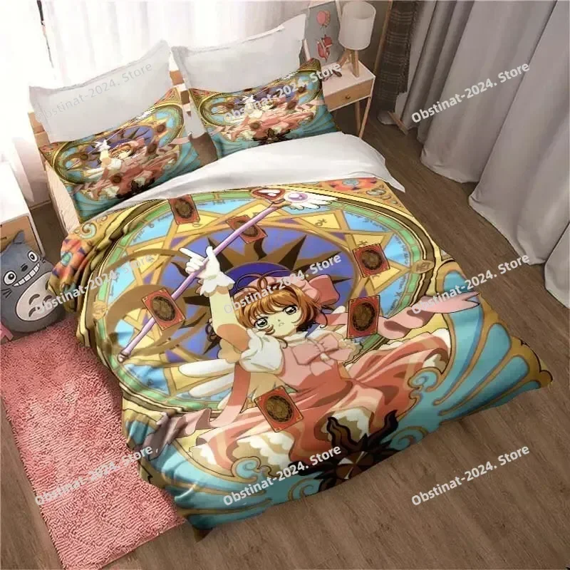 Anime Cardcaptor Sakura Bedding Set Boys Girls Twin Queen Size Duvet Cover Pillowcase Bed Kids Adult Fashion Home Textileextile