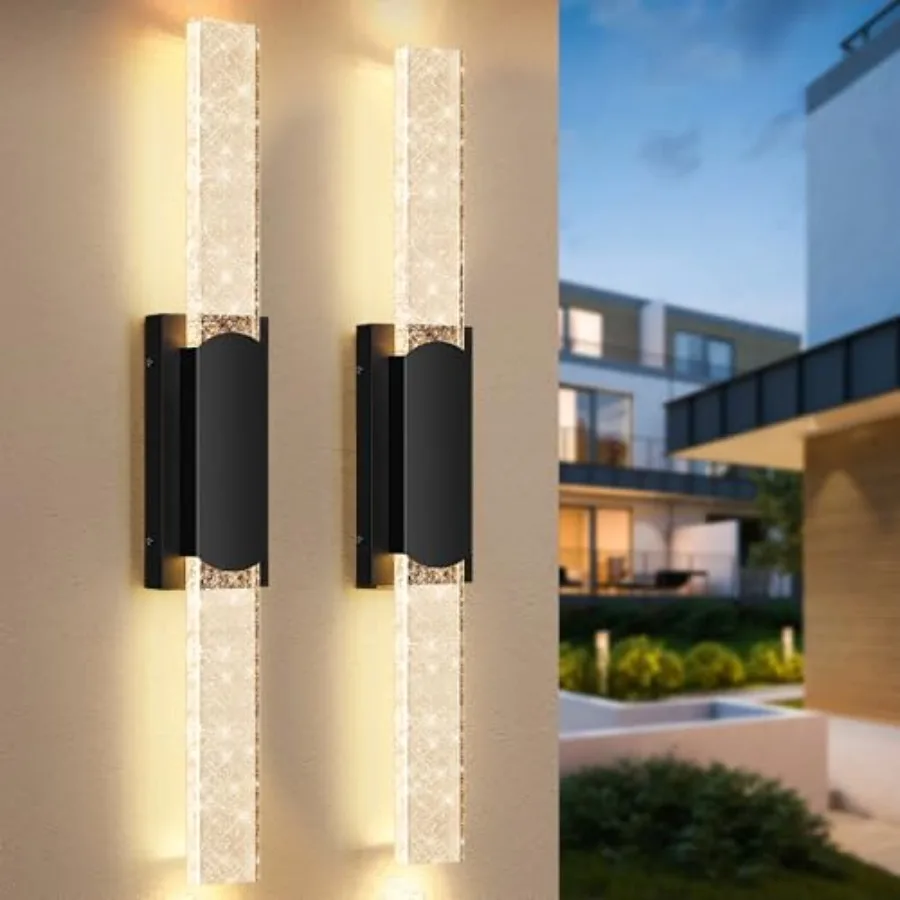 

35.3in Large Size Outdoor Wall Light Fixtures with Crystal Bubble Glass, Waterproof Exterior Sconces LED Wall Lanterns, Porch L
