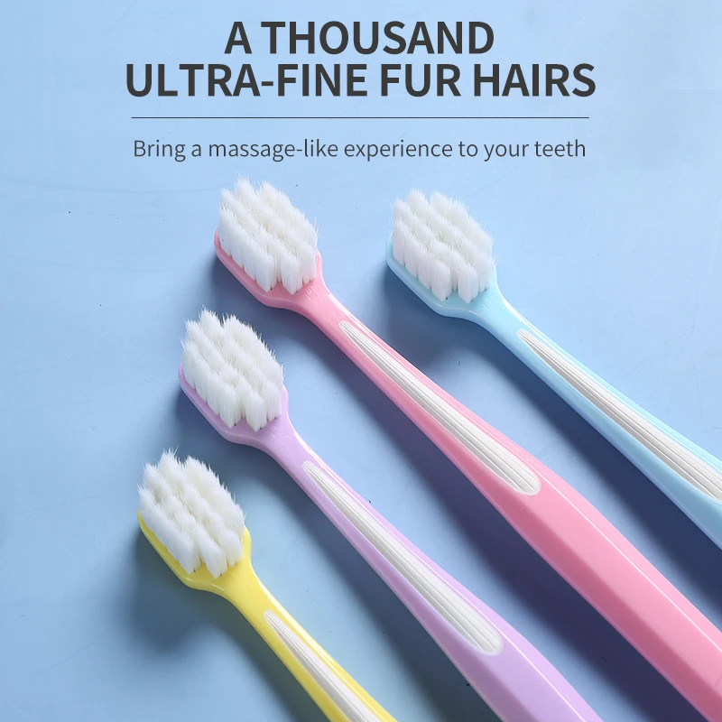 

4 soft bristled toothbrushes, small wide head design, anti slip handle design, oral cleaning