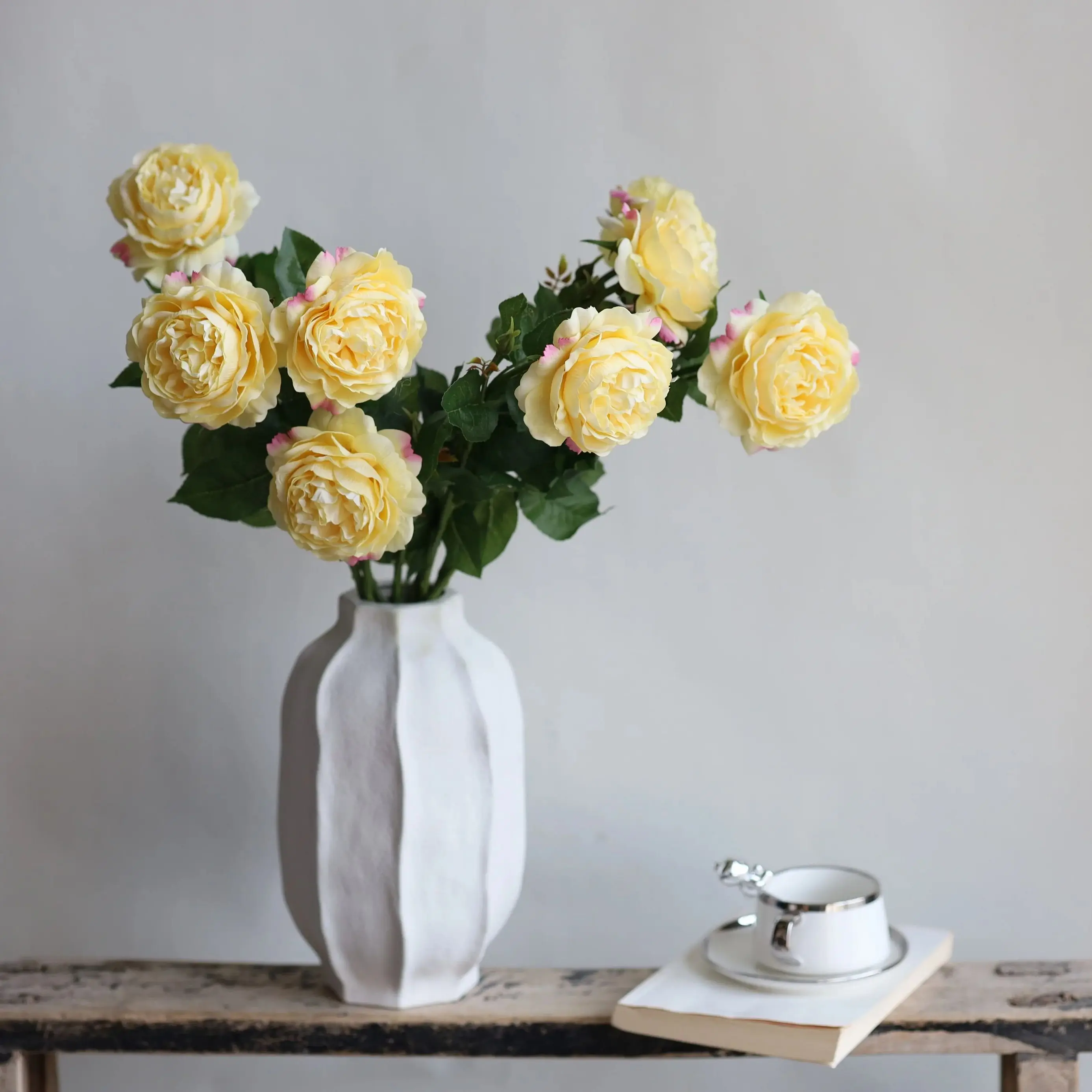 Fake Soft Yellow Real Touch Roses, High-Quality Artificial Flowers, DIY Floral Spring Summer Wedding/Home Decorations, Gifts