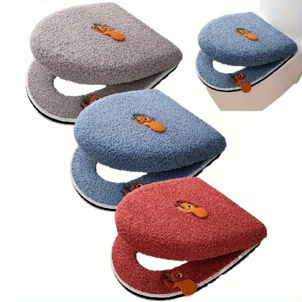 

Durable Warm Toilet Seat Covers Cartoon Washable Toilet Lid Mat Soft Thicken Toilet Ring Cover Home