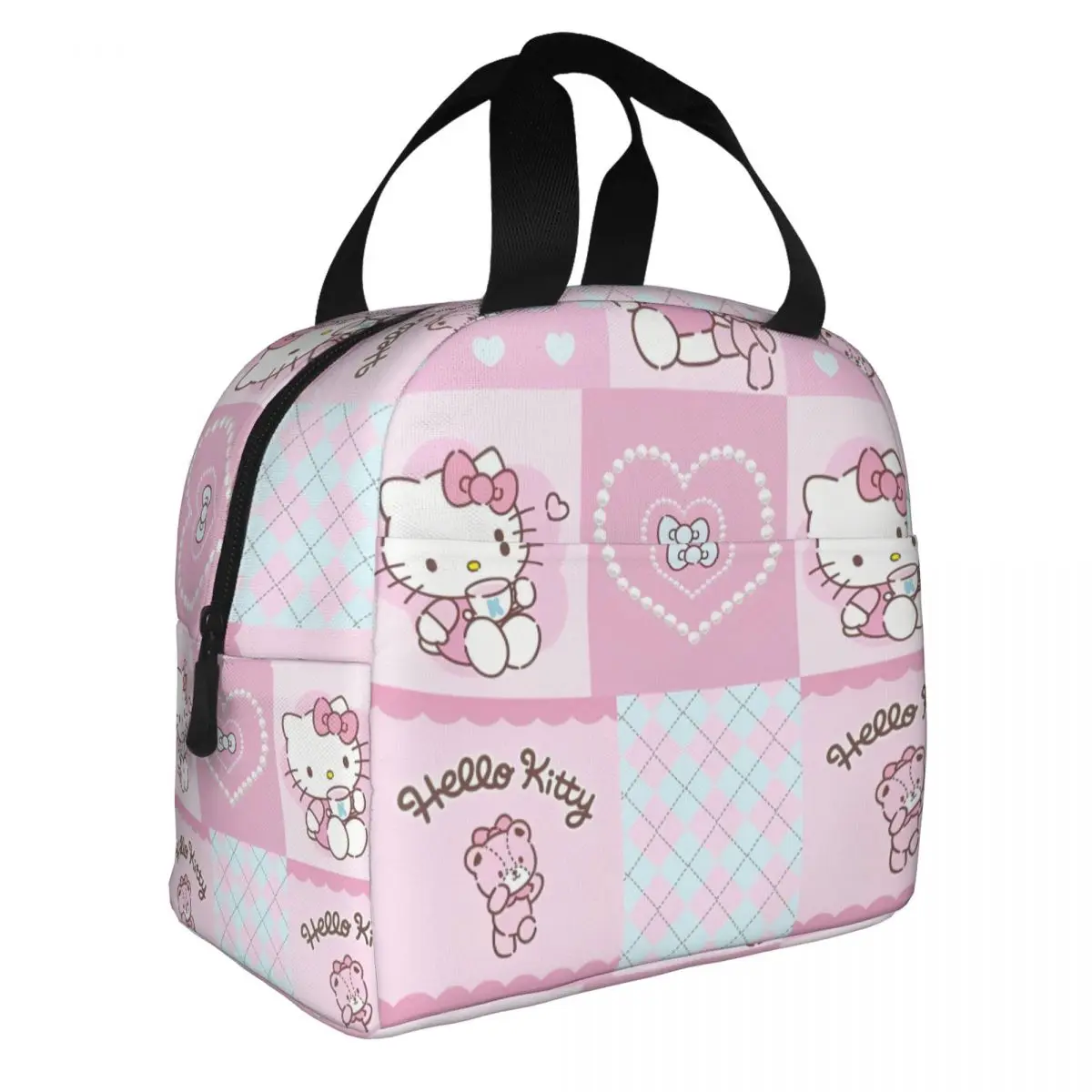 Lovely Hello Kitty Pink Insulated Lunch Bags Large Lunch Container Cooler Bag Tote Lunch Box College Outdoor Men Women