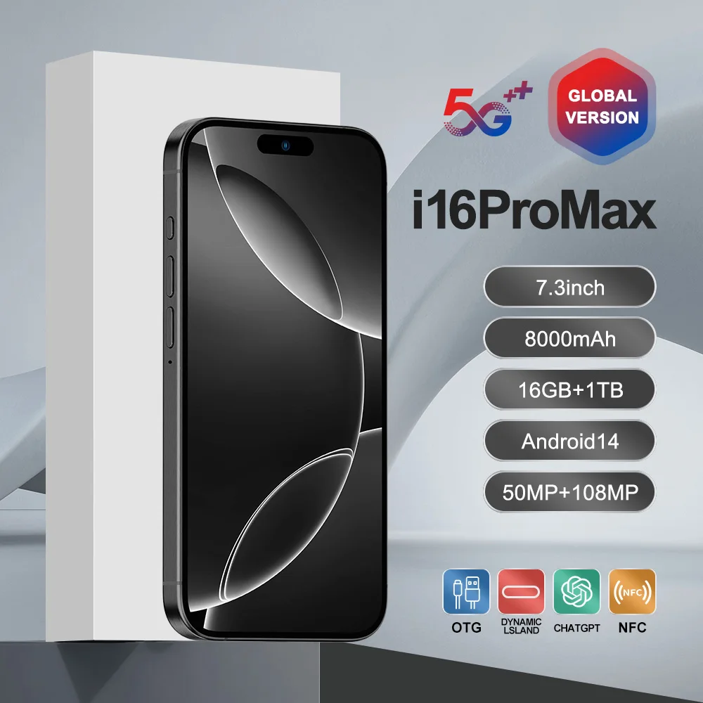 

Original 5G Smartphone For 16 Pro Max Smart Phone i16 15 16G 1TB Mobile Phone Dropshipping Unlocked Cheap telefono inteligente