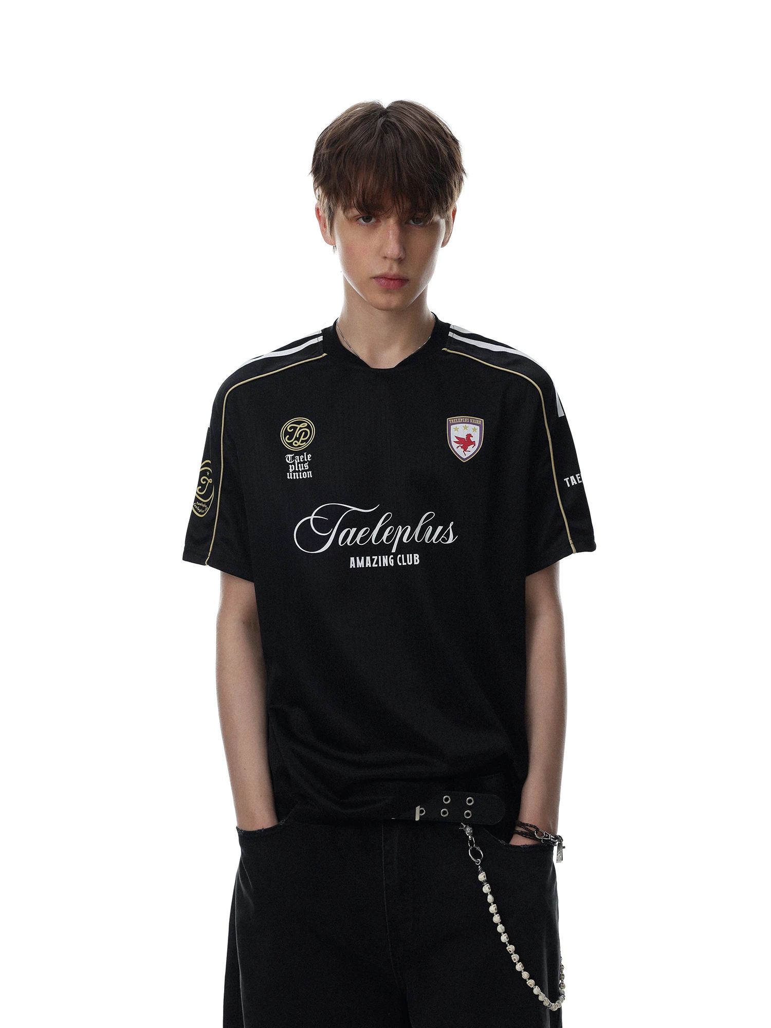 Loose Men's T-shirt Short Sleeve American Style Retro Ball Jersey Letter Print Comfortable Breathable Sporty Trendy Top