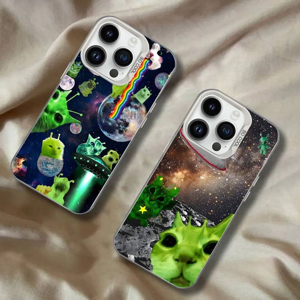 

Alien Cat G-Gnarpy For iPhone 17,16,15,14,13,12,11,Mini,Pro,E,SE4,XS,MAX White Shockproof Candy Matte Cover
