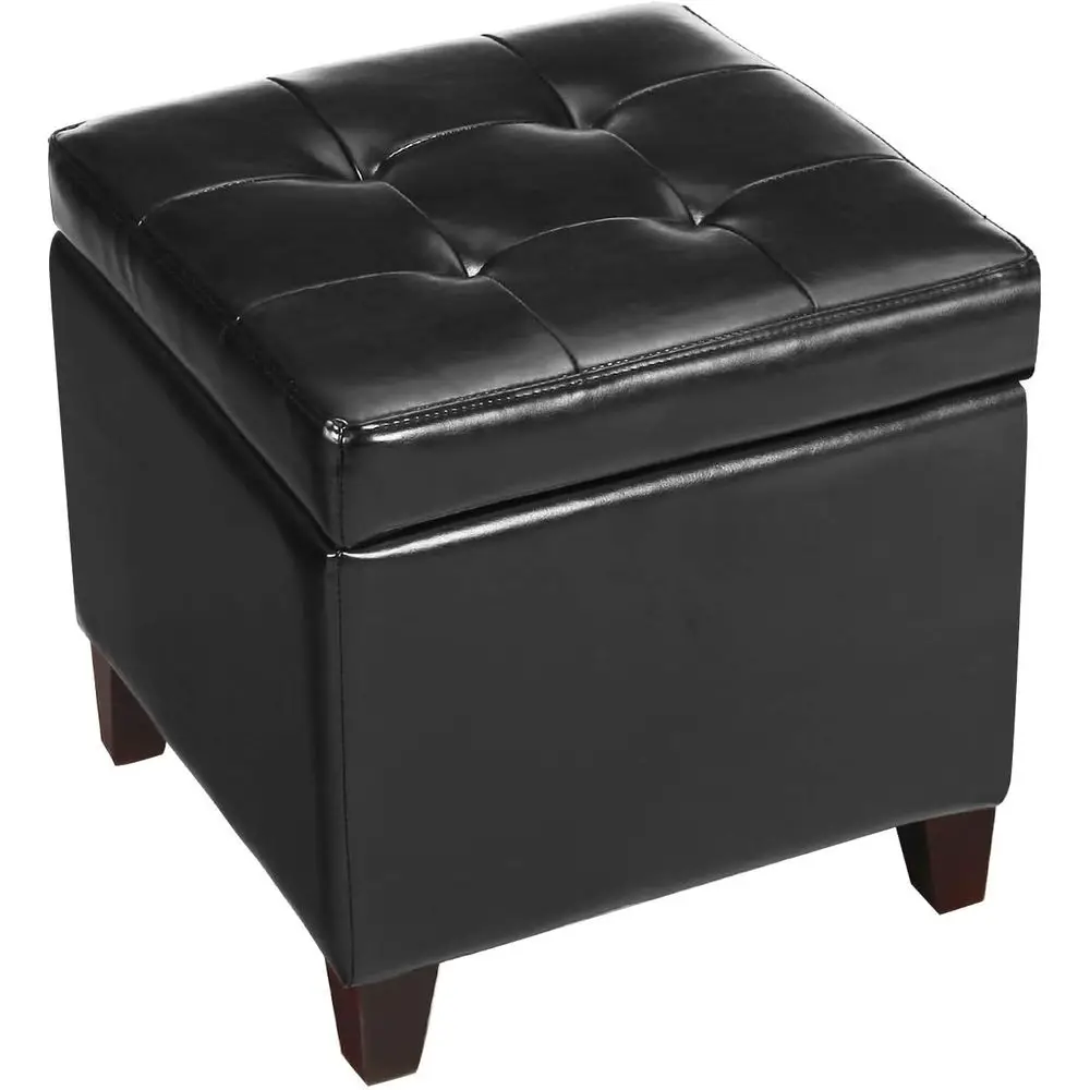 

18 Square PU Leather Storage Ottoman with Wooden Legs