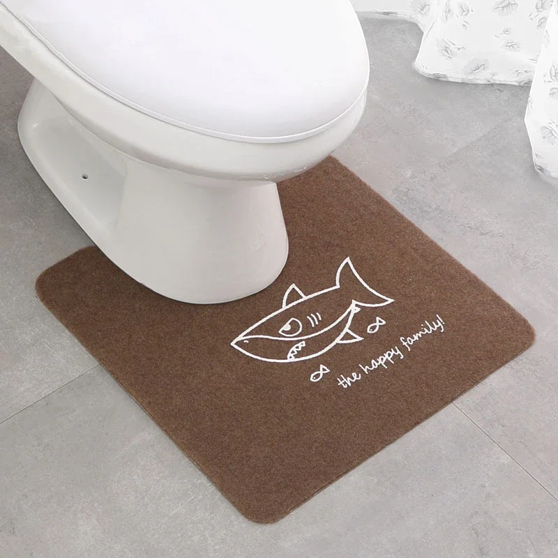 Anti-slip U Shaped Toilet Rugs Foot Pad 50*50cm Bathroom Bath Mat Washable Toilet Carpet WC Mat Shower Room Floor Rug Mat 1pc