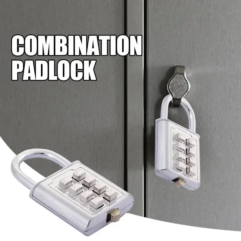 Gym Padlock With Code Button Combination Security Padlock 8 Digits Digital Code Padlock Small Locker Lock For Fence Students NEW