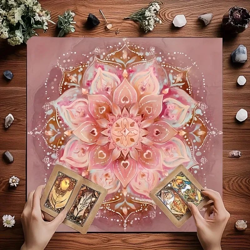 Pink Mandala Tablecloth Witchcraft Tarot Card Table Cloth Love Heart Shape Altar Cloth For Tarot Divination Mat Home Decor