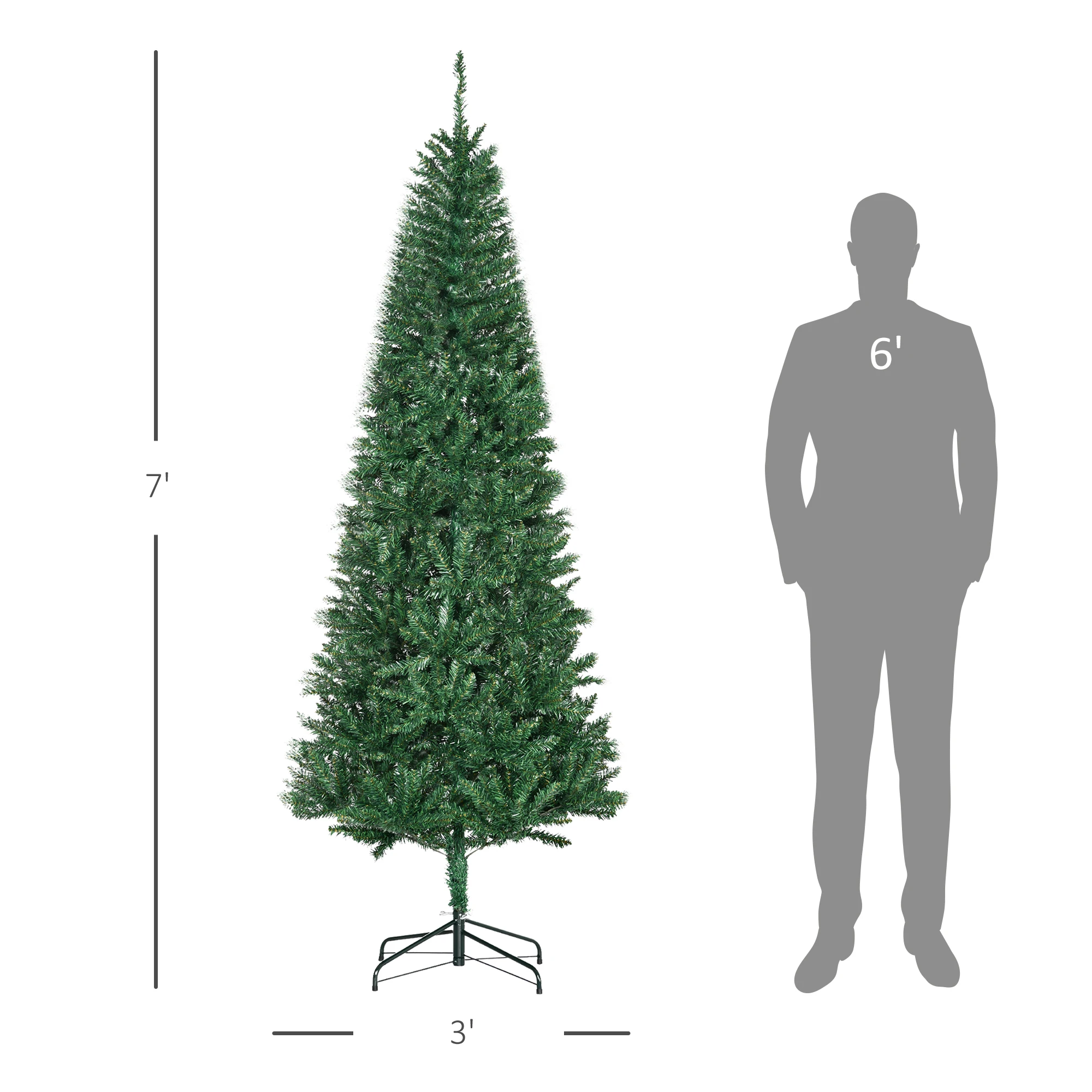 Slim Christmas Tree with Stand, Pencil Tree, 7' Artificial Fir, Green