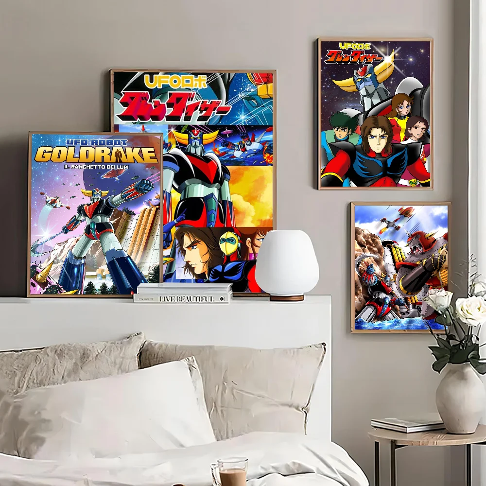 

UFO Robot Goldorake Poster Self-adhesive Art Poster Whitepaper Prints Posters Artwork Aesthetic Art Wall Painting