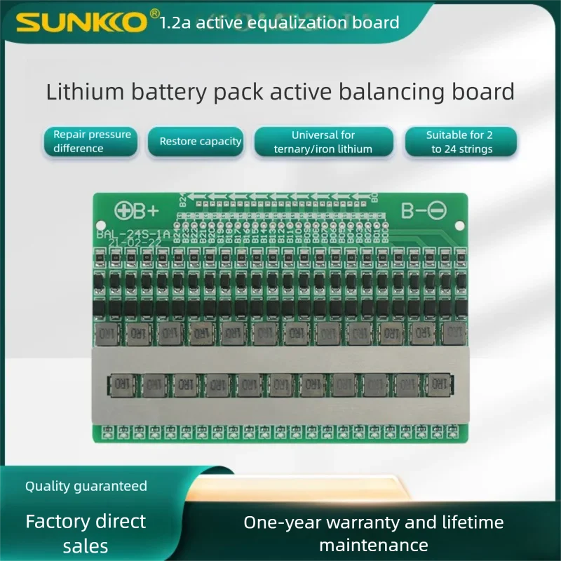 

Активный балансир 1.2A, эквалайзер для Li-ion/LiFePO4/LTO литиевых аккумуляторов 3S-24S, плата передачи энергии