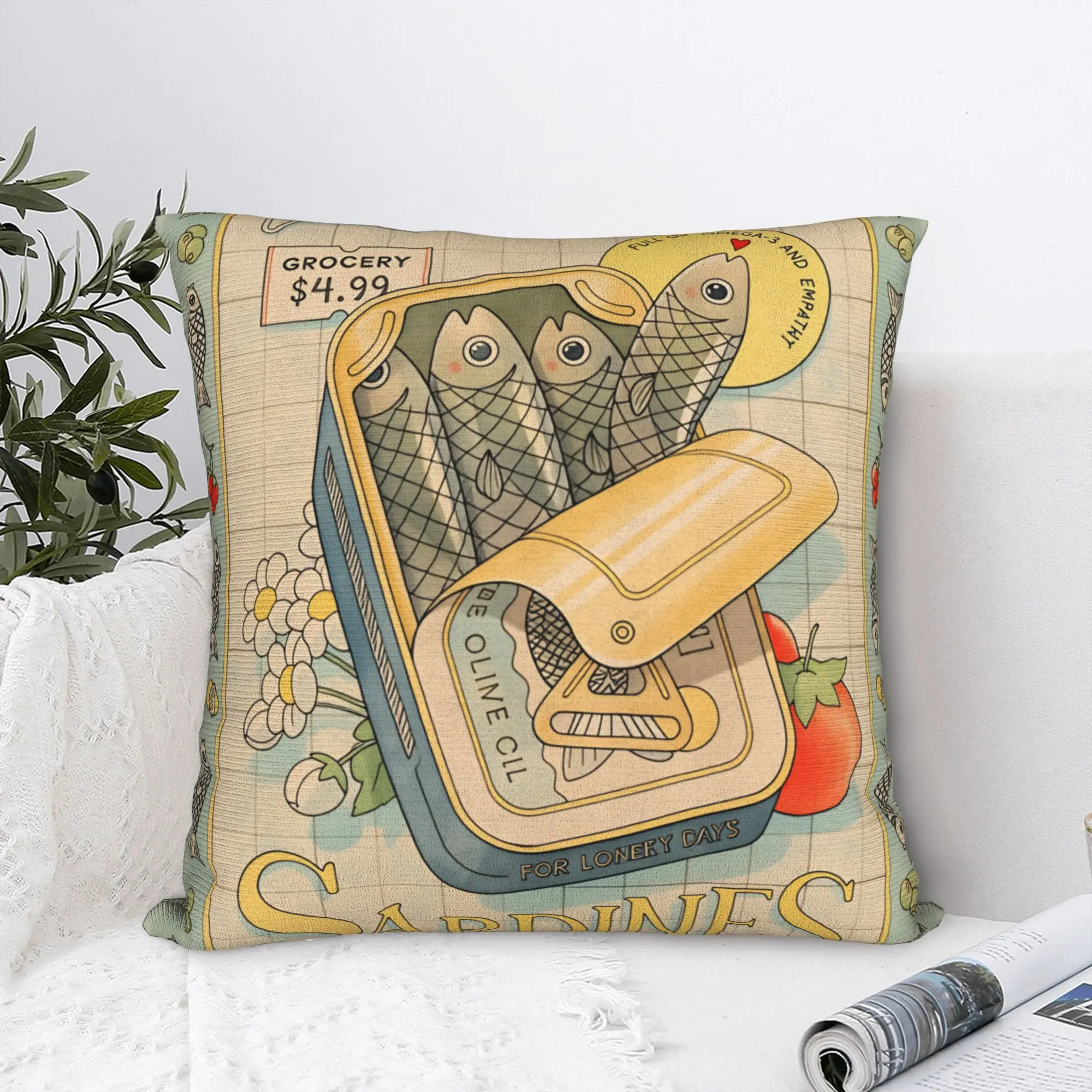Cuadros decorations Sardines Nordic Pillow Case  Cute Funny Pillow Cover Design Pillowcases For Living Room Bed Chair