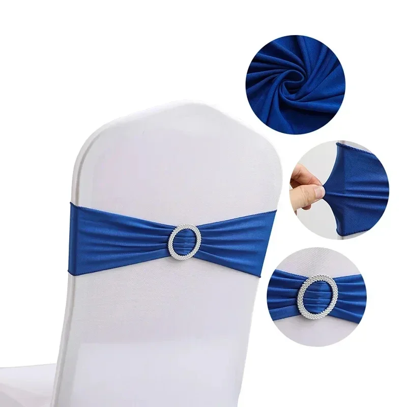 New 1Pieces Polyester Spandex Chair Sashes Bands Stretch Chair Ties Bows with Buckle Slider  Wedding Banquet Party Decoration