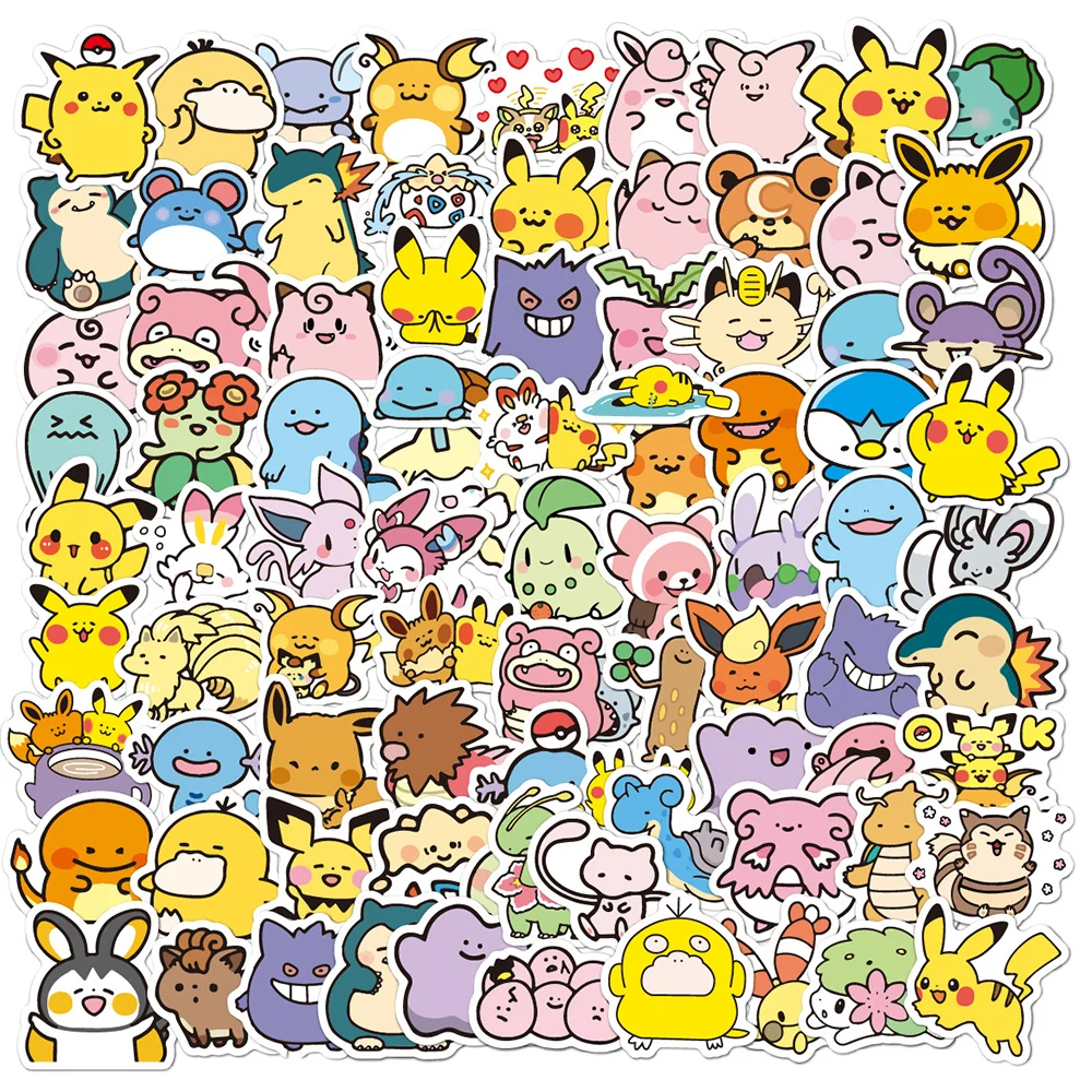 10/30/50/100pcs Kawaii Pokemon Stickers Cute Pikachu Jigglypuff Pets Elf Anime Sticker Phone Laptop Cute Cartoon Decals Kids Toy