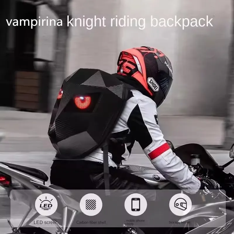 Sac à Dos Moto LED Écran Programmable – Coque Rigide Étanche, Contrôle Via App, Affichage Texte/Image/GIF, USB, Pour Casque