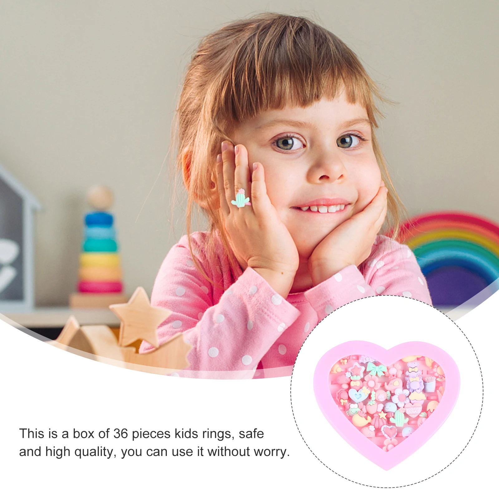 

36 Pcs/ Ring Set The Kid Cartoon Little Girl Rings for Girls Cloth Kids Jewelry Child Finger