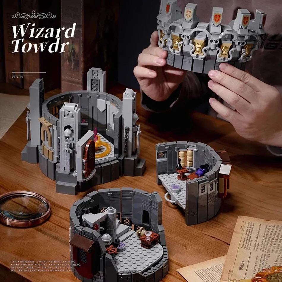 1818PCS Blok Bangunan Menara Penyihir Abad Pertengahan MOC Kreatif, Menara Pengawas, Kastil, Model Arsitektur, Puzzle, Mainan, Hadiah