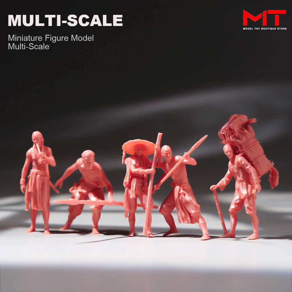 In Stock Painted Miniatures 1/87 1/64 1/43 1/24 1/18 Chinese Ancient Costume Wild Role Figure Mini Resin Doll Model Scene Prop