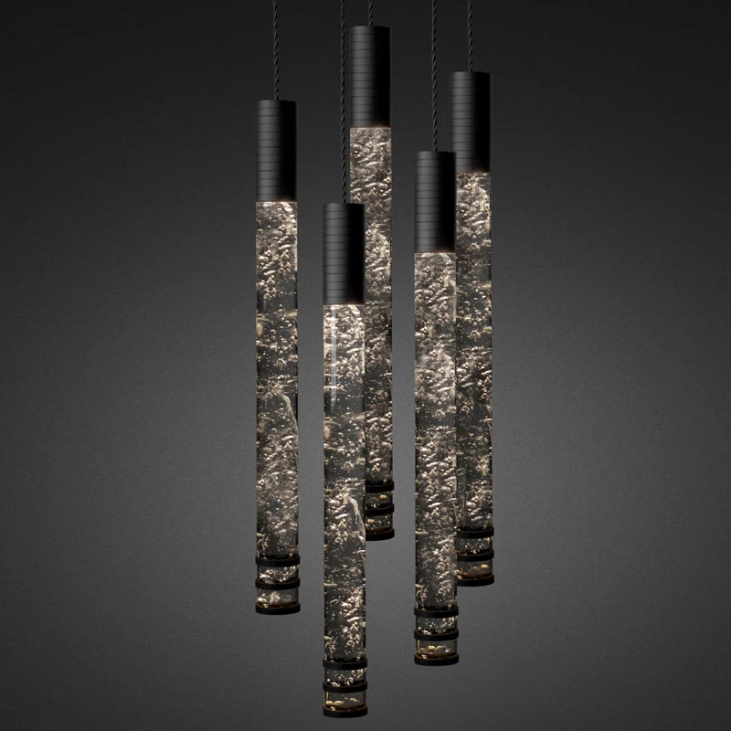 2026 Room Upgrade Cylindrical Crystal Pendant Lamps Home Decor Bedside Hanging Lamps Crystal Small Long Indoor Lighting Luxury