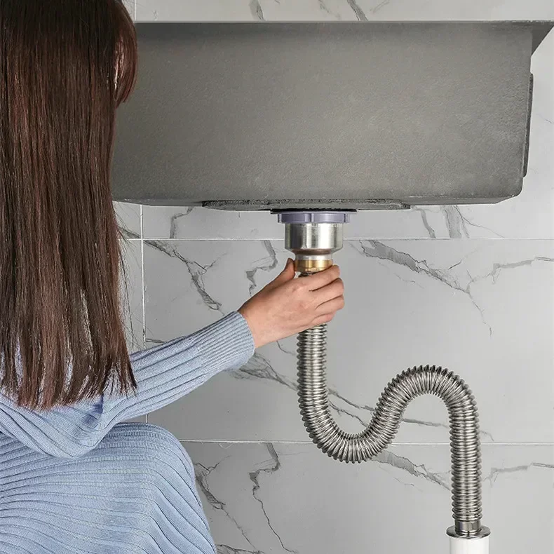 مفيدة حوض مطبخ ستنلس ستيل استنزاف الأنابيب المضادة للرائحة خرطوم المياه مصفاة حوض اتصال تجاوز المجاري تجفيف العالمي #3